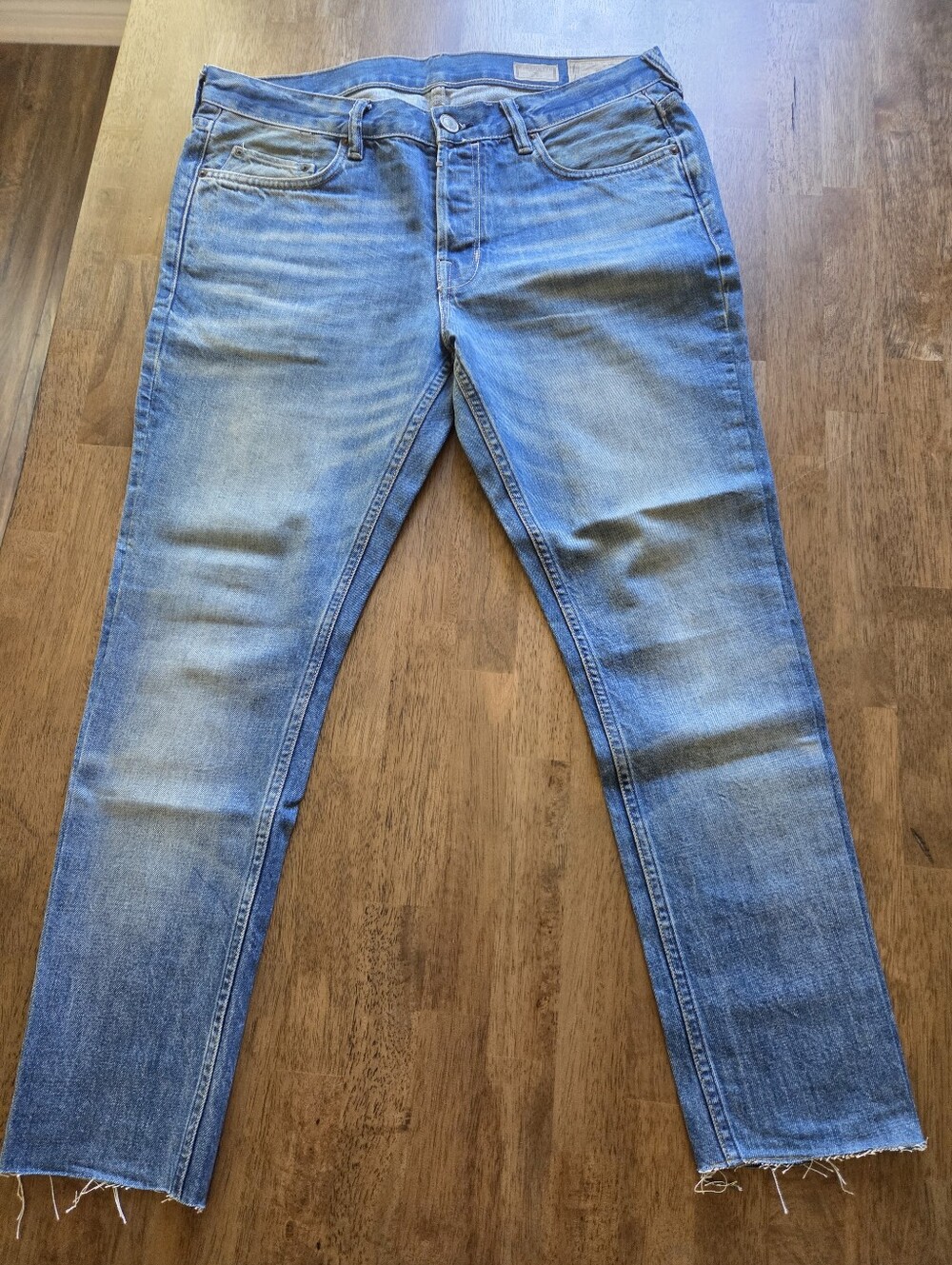 All Saints Button Fly Cigarette Skinny Fit Jeans Raw Hem Cut To Approx 26.5